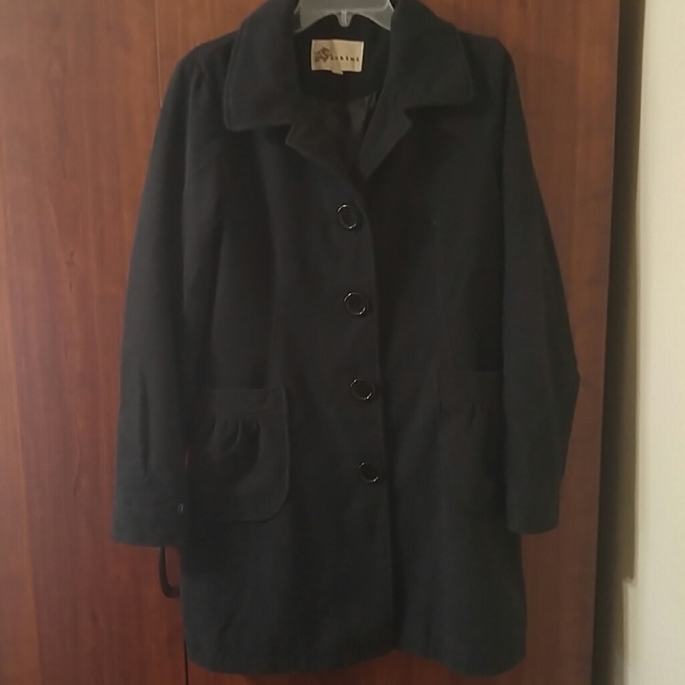 Sashimi black pea coat size medium